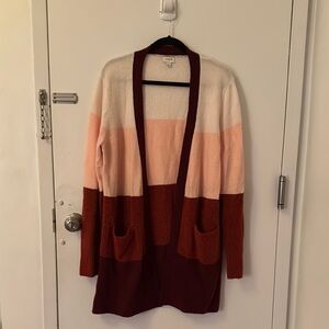 Colorblock Open Front Cardigan